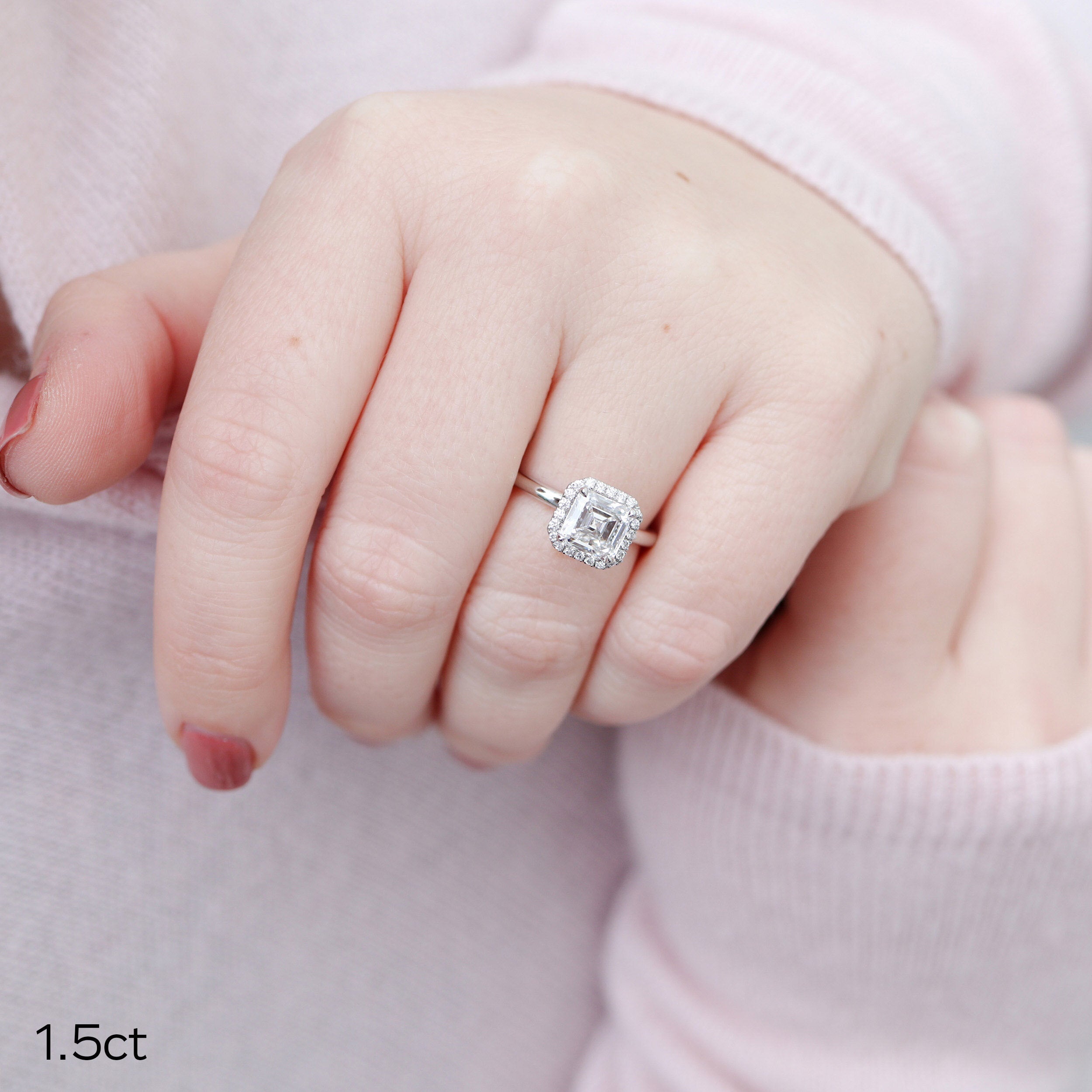 Asscher cut halo deals ring