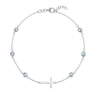 1.50 TCW Round Cut Cross Moissanite March Birthstone Bracelet