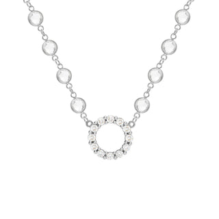 10.18TCW Round Diamond Open Circle Moissanite April Birthstone Necklace