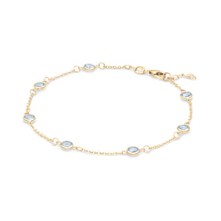 1.75TCW Round Cut Aquamarine Moissanite March Birthstone Bracelet