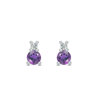 0.80TCW Round Amethyst Moissanite February Birthstone Stud Earrings