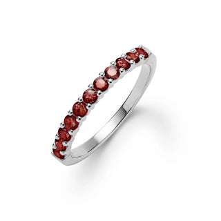 1.40TCW Round Garnet Moissanite Diamond January Birthstone Wedding Band