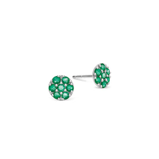 0.84TCW Round Floral Emerald Moissanite May Birthstone Stud Earrings