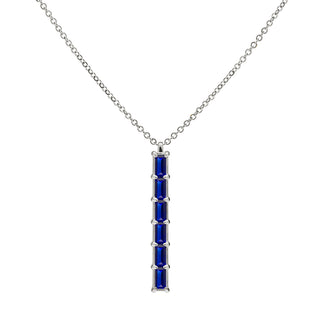 0.84TCW Baguette Cut Sapphire Moissanite September Birthstone Necklace