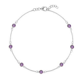 1.75TCW Round Cut Amethyst Moissanite February Birthstone Bracelet