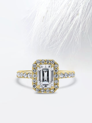 2.0CT Emerald Cut Halo Moissanite Diamond Engagement Ring For Her