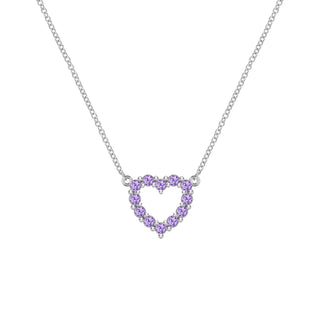 1.40 TCW Round Cut Open Heart Moissanite February Birthone Necklace