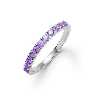 1.32TCW Round Amethyst Moissanite February Birthstone Wedding Band