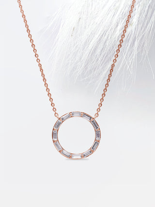 Baguette Cut Diamond Moissanite Circle Necklace (Medium)