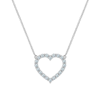 1.45TCW Round Open Heart Moissanite March Birthstone Necklace