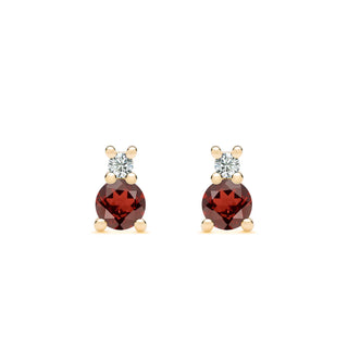 0.80TCW Round Cut Garnet Moissanite Diamond January Birthstone Earrings