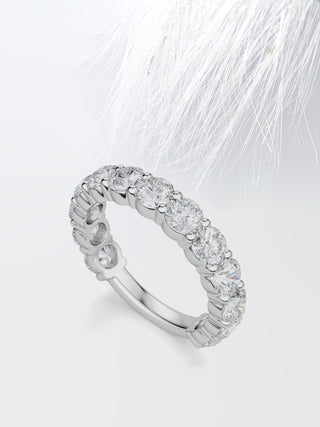 Round Cut Semi-Eternity Band Diamond Wedding Band For Women