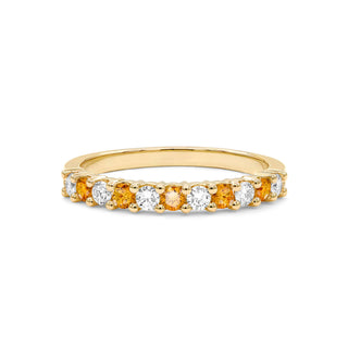 1.32TCW Round Cut Citrine Moissanite November Birthstone Wedding Band