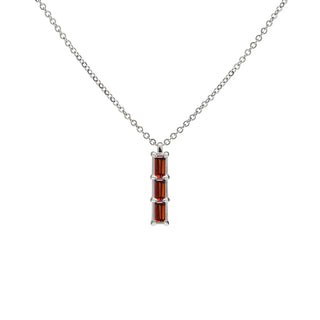 0.50 TCW Baguette Cut Red Garnet Moissanite Necklace-January Birthstone