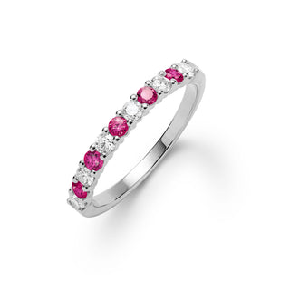 1.32TCW Round Cut Ruby Moissanite july Birthstone Wedding Band