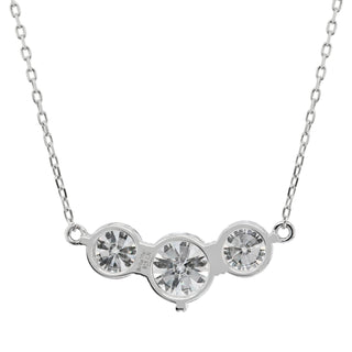 Round Cut Diamond Moissanite Pendant Necklace In White Gold