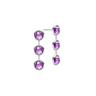 2.70 TCW Round Amethyst Moissanite February Birthstone Dangle Earrings