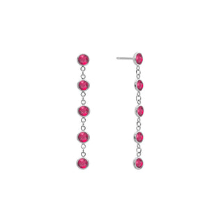 5.04TCW Round Cut Ruby Moissanite July Birthstone Dangle Earrings