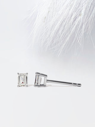 Emerald Cut Solitaire Moissanite Stud Diamond Earrings For Women