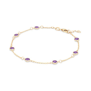 1.75TCW Round Cut Amethyst Moissanite February Birthstone Bracelet