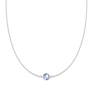 0.90CT Round Solitaire Aquamarine Moissanite March Birthstone Necklace