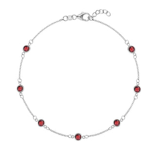 1.75 TCW Round Cut Garnet Moissanite January Birthstone Bracelets