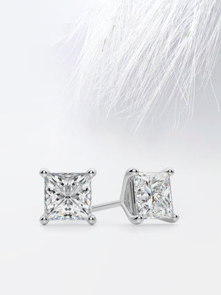 1.5CT Princess Cut Solitaire Moissanite Stud Diamond Earrings, Anniversary Gift