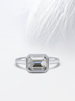 2.0CT Emerald Cut Bezel Moissanite Diamond Engagement Ring For Her