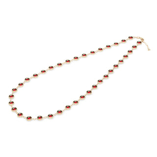 15.38 TCW Round Garnet Moissanite Diamond January Birthstone Necklace