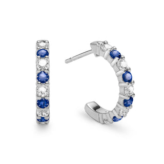 1.08TCW Round Cut Sapphire Moissanite September Birthstone Hoop Earrings