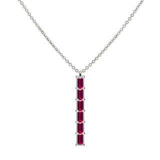 0.84TCW Baguette Cut Ruby Moissanite July Birthstone Necklace