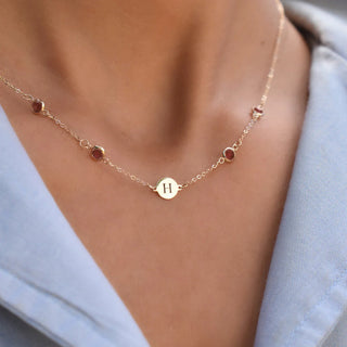 1.0 TCW Round Cut Customised Moissanite January Birthstone Necklace