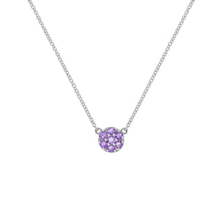 0.90 TCW Round Cut Floral Moissanite February Birthone Necklace