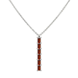 1.0 TCW Baguette Cut Red Garnet Moissanite Necklace-January Birthstone