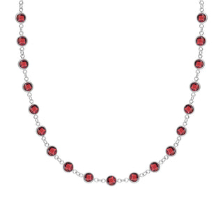 11.80 TCW Round Garnet Moissanite Diamond January Birthstone Necklace