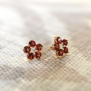 2.90TCW Round Cut Garnet Moissanite Diamond January Birthstone Earrings