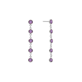 1.25 TCW Round Amethyst Moissanite February Birthstone Dangle Earrings