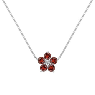 1.45 TCW Round Cut Flower Design Moissanite Necklace-January Birthstone