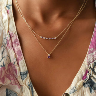 1.35TCW Round Amethyst Moissanite Diamond February Birthstone Necklace