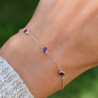 2.25TCW Round Three Strone Amethyst February Birthstone Moissanite Bracelets