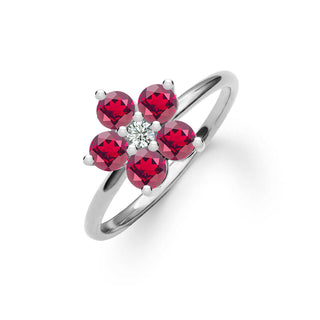 1.45TCW Round Cut Floral Moissanite Ruby Bithstone Engagement Ring