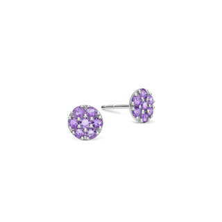 1.75TCW Round Floral Amethyst Moissanite February Birthstone Stud Earrings