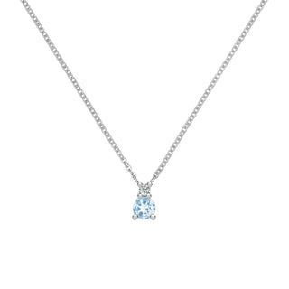 0.25CT Round Cut Aquamarine Moissanite March Birthstone Necklace