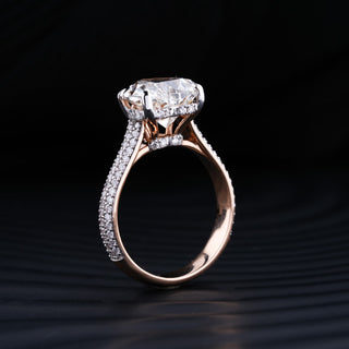 2.0 CT Heart Cut Hidden Halo Moissanite Diamond Pave Engagement Ring