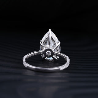 2.0 CT Pear Cut Hidden Halo Moissanite Diamond Pave Engagement Ring