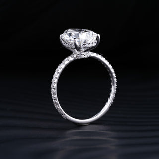 2.0 CT Pear Cut Hidden Halo Moissanite Diamond Pave Engagement Ring