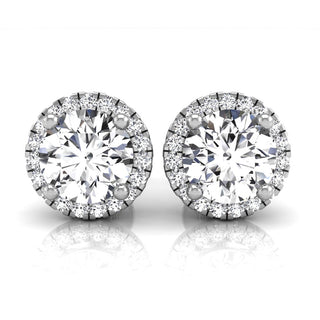 1.0CT Round Cut Halo Moissanite Stud Diamond Earrings For Women