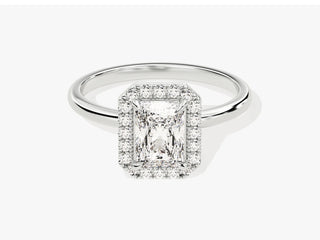 1.0CT Radiant Diamond Halo Moissanite Engagement Ring