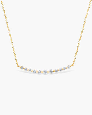 Round Cut Floating Diamond Moissanite Curved Bar Necklace For Women