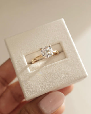 1.0 CT Cushion Cut Hidden Halo Moissanite Engagement Ring